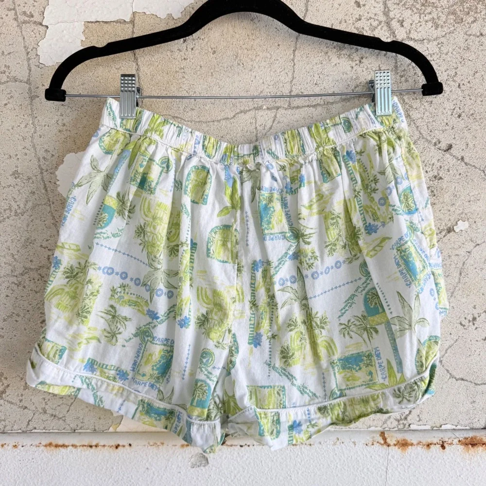 Calypso St Barth Pajama Set Organic Cotton Tropical Print Sleepwear Shorts Small - Picture 5 of 12